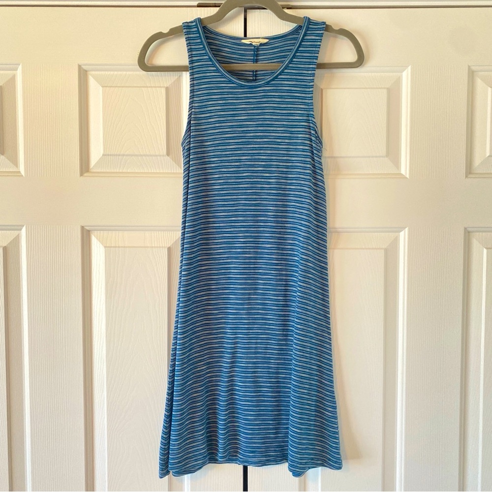 Madewell Teal and White Striped Sleeveless Stretch Dress, XS